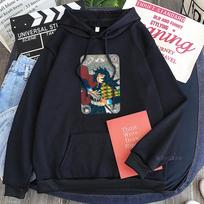 Japan Anime Demon Slayer Tomioka Giyuu Graphic Print Hooded Men Women Hoodies Plus Size Sweatshirt Harajuku Unisex Streetwear XS juoda