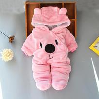 Born Fleece Baby Cute Animal Overalls Winter Boy Girl Cotton Newborn Toddler Clothes Infant Warm Footies One Piece 66 rožinė