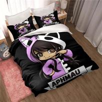 APHMAU patalynės komplektas Antklodės užvalkalų komplektas Vienvietis Dvigulis Karališko dydžio Kawaii Animacinis Aphmau Suaugusių berniukų Miegamojo Antklodės užvalkalas ir pagalvės užvalkalas 70x133cm 2pcs
