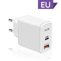 PD3.0 50W USB-C Supergreitas įkroviklis Apple iPhone 11 13 12 Mini 14 Pro Max X XS XR 8 7 Plus Type C Lightning įkrovimo kabelis EU Plug balta