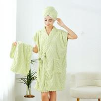 Minkštas ir storas koralų vilnos chalatas suaugusiems - unisex, ilgomis rankovėmis su petnešėlėmis 35*75cm, towel