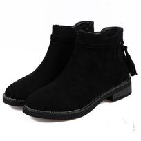 Klasikiniai žiemos batai Suede Ankle Sniego batai Šilti Moteriški Madingi Moterų Batai Naujas Atvykimas Pliušinis Vidpadis Sniego Batai 785 3 juoda