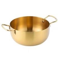 Ramen makaronų puodas Greitai įkaistantis Dvi rankenos Maistinio nerūdijančio plieno Korėjietiškas ramen makaronų virimo puodas Virtuvės įrankiai 18cm auksinė