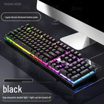 Sidabrinė Graviruota K500 Šviečianti Žaidimų Laidinė Klaviatūra - Spalvingas Mechaninis Stacionaraus Priedas mixed light juoda