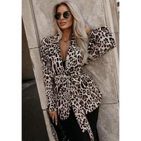 Pavasariniai ir rudeniniai leopardo rašto kasdieniai švarkai moterims, vintažinis atlapas, suvarstomas, laisvas moteriškas paltas, elegantiškas lieknas gėlėtas moteriškas kostiuminis švarkas 26159 S