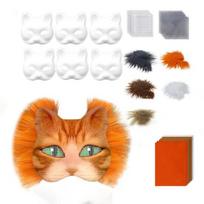 „Pasidaryk pats“ Therian Masque Kit Cat Fox Animal veido pagalvėlė su kailiu Helovinas C