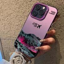 Mountain Peak Aircraft Phone Case for IPhone 16 14 15 11 12 13 Pro Max 16E 7 8 Plus SE 2 XR X XSMAX Shockproof Sunset IMD Cover For iPhone 12