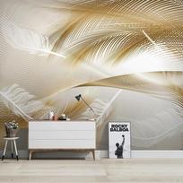 Modernūs tapetai 3d Auksinė plunksna Abstraktinės linijos Sienų freska Svetainės Sofa Miegamasis 3d Freska Namų dekoras 200 cm(W) x 140 cm(H)