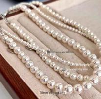 Japoniškas Akoya perlų vėrinys su Aurora veidrodiniu apdirbimu 6mm Multicolor White, 45cm White Nugget Clasp