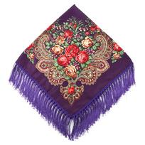 Retro bohemiškas kvadratinis skara su kutais visų sezonų 90*90cm violetinė