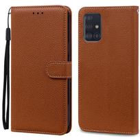 A51 dėklas Samsung Galaxy A51 dėklui Odinis piniginės atverčiamas dėklas Samsung Galaxy A71 dėklui A 51 71 Silikoninis dangtelis Coque Fundas A51 4G SM-A515F ruda