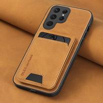 Vienos spalvos odinė piniginė su kortelių skyriumi, atrama, telefono dėklas Samsung Galaxy S25 S24 S23 S22 S21 Ultra S25Ultra S24 Plus FE For Galaxy S20 Plus ruda