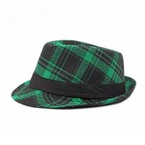 Pavasario/Vasaros Klasikinis Universaliai Langeliuotas Aukštas Skrybėlis Moteriškas Britiško Retro Džiazo Fedora Vyrams žalia
