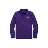 Polo Ralph Lauren Custom Slim Fit Marškinėliai su ilgomis rankovėmis ir trimis arkliais Vyriški viršutiniai drabužiai Violetiniai MNPOKNI16821-453 S