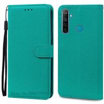Dėklas Realme C3, galinis dangtelis, atverčiamas piniginės tipo telefono dėklas OPPO Realme C3 RMX2020 C 3 RealmeC3 odinis dangtelis Coque Fundas For Realme C3 žalsvai mėlyna