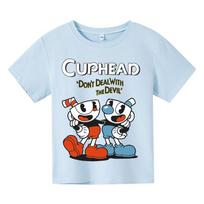 2025 Vaikams Mielas Cuphead Drabužiai Vaikams Vasaros Mada Marškinėliai Kūdikių Berniukams Animacinių Filmų Marškinėliai Mažyliams Mergaitėms Trumpomis Rankovėmis Laisvalaikio Viršutiniai Drabužiai 100