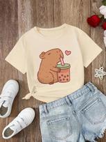2025 kawaii Kapibara Marškinėliai Vaikams Vaikų Marškinėliai capibara Animaciniai filmukai Drabužiai Mergaitė Berniukas Kapibaros Marškinėliai Kūdikio Laisvalaikio Viršutiniai Drabužiai 100