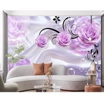 3D Gėlių Violetinės Rožės Sienų Freskos Modernūs Paprasti Romantiški Tapetai Svetainei Miegamajam Namų Dekoravimas 200 cm(W) x 140 cm(H)