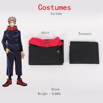 Jujutsu Kaisen Itadori Yuji Cosplay Kostiumai Viršus Kelnės Vaikams Helovino Vakarėlis Anime Uniformų Rinkinys Karnavalas Maskaradas Vakarėlis Perukų Rinkinys L juoda