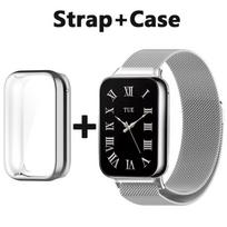 Metalinė apyrankė + TPU dėklas Xiaomi MI Band 9Pro 9 Pro laikrodžiui Nerūdijančio plieno magnetinė riešo apyrankė minkštas apsauginis dėklas Korpusas Xiaomi Band 9Pro sidabras