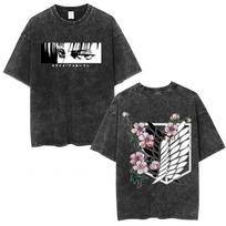 Anime Attack on Titan Skalbti marškinėliai vyrams Medvilniniai Kasdieniai Trumpomis Rankovėmis Marškinėliai Manga Levi Ackerman Per dideli Marškinėliai Streetwear S