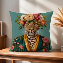 Patogus minkštas Madingas pagalvės užvalkalas Vainikas Leopardų sofai Svetainei Namų biurui Dekoras Portretas ožka Su Europa ir Apsaugoti 30x30CM(12x12in)