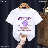 New Boys Tshirt Cartoon Tee Kpop Demon Hunters Saja Boys Print Cool Kids Tee Harajuku Tops Short Sleeve Baby Girls Boys Clothing 110