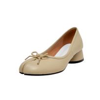 Madingi IPPEUM Tabis Batai Su Skeltais Pirštais Balerinos Didelio Dydžio 43 Moteriški Mary Janes Žemu Kulnu Juodos Odos Balerinos Zapatos Mujer 4  (22.5CM) abrikosas