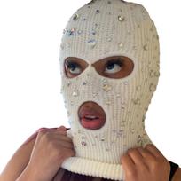 Balaklava Blingbling Veido Dangalas Papuošta Kepurė Su Gobtuvu Kaklo Šildytuvas Lauko Helovino Cosplay Balaklava Kepurė balta