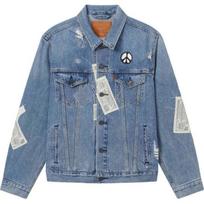 Levis SS25 Dėlionės dizaino nusidėvėjęs džinsinis švarkas Vyriški švarkai Džinsų mėlyna 72334-0729 S