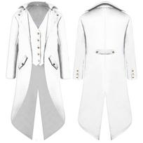 Vyriškas viduramžių Viktorijos laikų kostiumas smokingas džentelmeno frakas gotiškas steampunk švarkas frock apranga paltas uniforma vyrams XXXXL balta