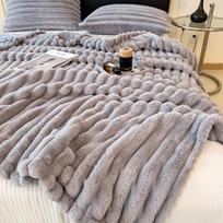 Prabangi pastorinta flanelinė antklodė iš dirbtinio triušio kailio - Šiltas pieno aksomo užvalkalas snaudimui ir dovanoms 120x200cm - Single Blanket