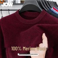 JOW Vyriškas 100% Merino vilnos megztinis apvaliu kaklu L/50 datulių raudona spalva