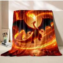 Charizard Dracaufeu Print Cartoon Blanket ren Adult Blanket Soft Warm Bedding for Bed Sofa Travel Cover Blanket#(3) 75X95CM pilka spalva