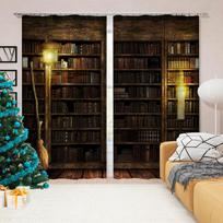 Vintažinės knygų lentynos Bibliotekos knygų užuolaidos Miegamojo Svetainės užuolaidos Virtuvės Vaikų kambario lango užuolaida Modernus namų dekoras W60H60(CM)x2PCS&HOOK black