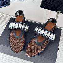 Nauji moteriški metalinio sagties tinklelio Mary Jane plokštapadžiai - Europos ir Amerikos mados baleto šokių bateliai 35 juoda