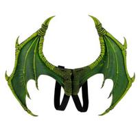 Cosplay Drakono sparnai Helovino dekoracija su elastinėmis juostelėmis Lengvai uždedami Drakono kostiumo sparnai Vakarėlio reikmenys žalia