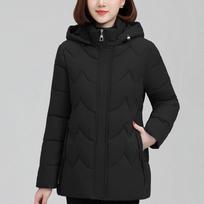 Didelio dydžio 2XL-6XL Vidutinio amžiaus moteriški paltai Žieminis parkas su gobtuvu Siuvinėjimas Laisvalaikio Storas Šiltas Viršutinis drabužis Moteriški švarkai 2XL juoda