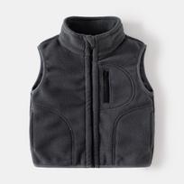 Vaikiška rudens/žiemos vilnos liemenė su stovinčia apykakle - Unisex striukė be rankovių 120 cm pilka spalva