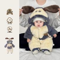 Quilted Rabbit Baby Onesie: Fleece Cotton Winter Suit for Crawling. 90 cm