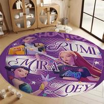 2026 Naujas apvalus kilimas KPOP Demonų Medžiotojai Plaunamas ir neslystantis Minkštas kilimas Vaikų žaidimų kambariui Mergaitėms Namų dekoracijos 60x60cm