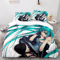 3D H-Hatsune M-Miku patalynės komplektas Viengulis/Dvigulis/Visas/Karalienės/Karaliaus dydžio antklodės užvalkalų komplektas Suaugusiųjų Vaikų Miegamojo Dekoras Japonijos Muzika Duvet Cover Set&EU Single(135x200cm)