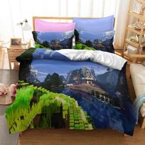 Minecraft serijos patalynės trijų dalių namų tekstilės komplektas Šlifavimo audinys Skaitmeninė spauda AU Single 140x210cm