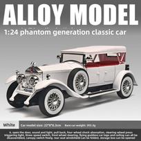1 modeliavimas:24 Phantom Vintažinio Automobilio Lydinio Automobilio Modelio Kolekcija Papuošalai Garsas Šviesa Traukiamas Atgal Berniuko Dovana Garsas Šviesa Miniatiūra balta