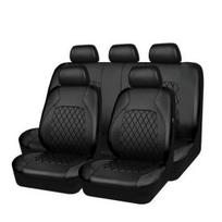 Dygsniuotas PU odos automobilio sėdynės užvalkalas, 9 dalių komplektas - Universalus tinka visiems sezonams 2-Piece Single Seat Set juoda