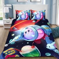 Antklodės užvalkalas Kirbys Star Allies 3D Išskirtinis Žaidimas Anime Skaitmeninė spauda Lovos patalynės komplektas Antklodė Lova Jaunimui Namų dekoras Vaikams Berniukui Dovana EU Single(135*200cm)3pcs