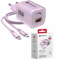 Forcell 33w Gan Iii įkroviklis Usb-a/usb-c su kabeliu
