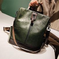 Moteriška aukštos kokybės odinė kuprinė, daugiafunkcė leatherett moteriška knygų krepšys Travel Sac A Dos Bag žalia
