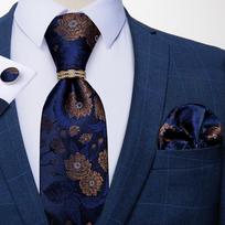 Vyriškas kaklaraištis mėlynas Paisley šilkinis kaklaraištis Cravat vintage kaklaraištis Hanky ​​rankogalių kaklaraištis vestuvių vakarėliui N-7371