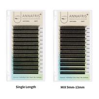 ANNAFRIS 5D W formos blakstienų priauginimas rankų darbo 12 eilučių / padėklas, paruoštas apimties ventiliatoriai, dobilas W, blakstienos 0.07mm C 9mm